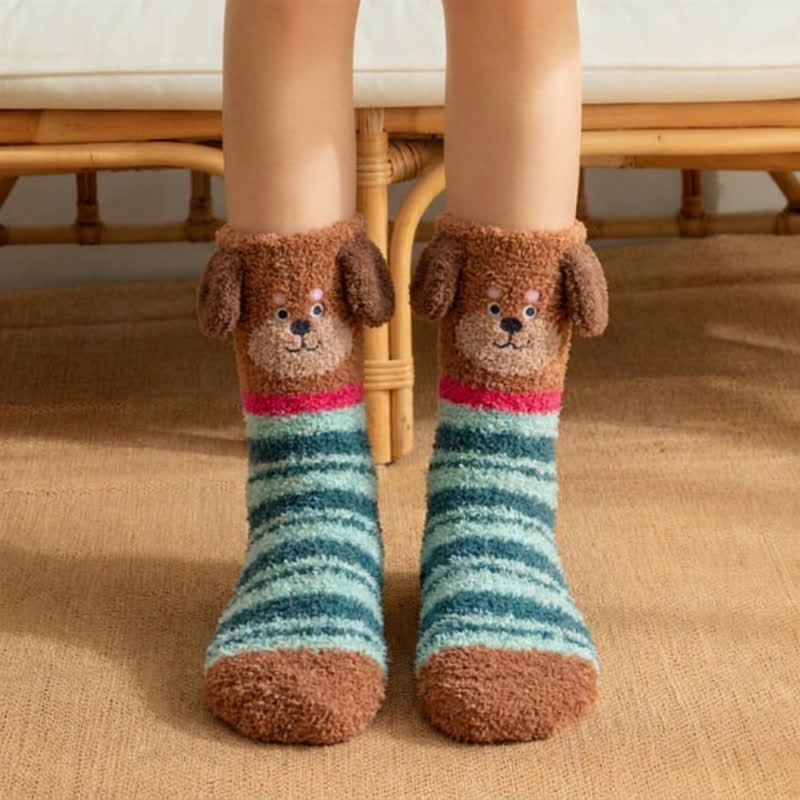 Gestreifte Socken mit Welpenohren (3 Paar) - Dunkelgrün - EU36-42 (US3-8,5) - image 5
