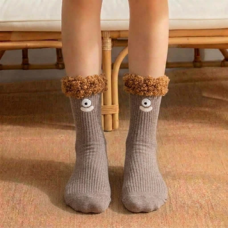 Viertelsocken mit niedlichem, lächelndem Gesicht (3 Paar) - Braun - EU36-42 (US3-8,5) - image 5
