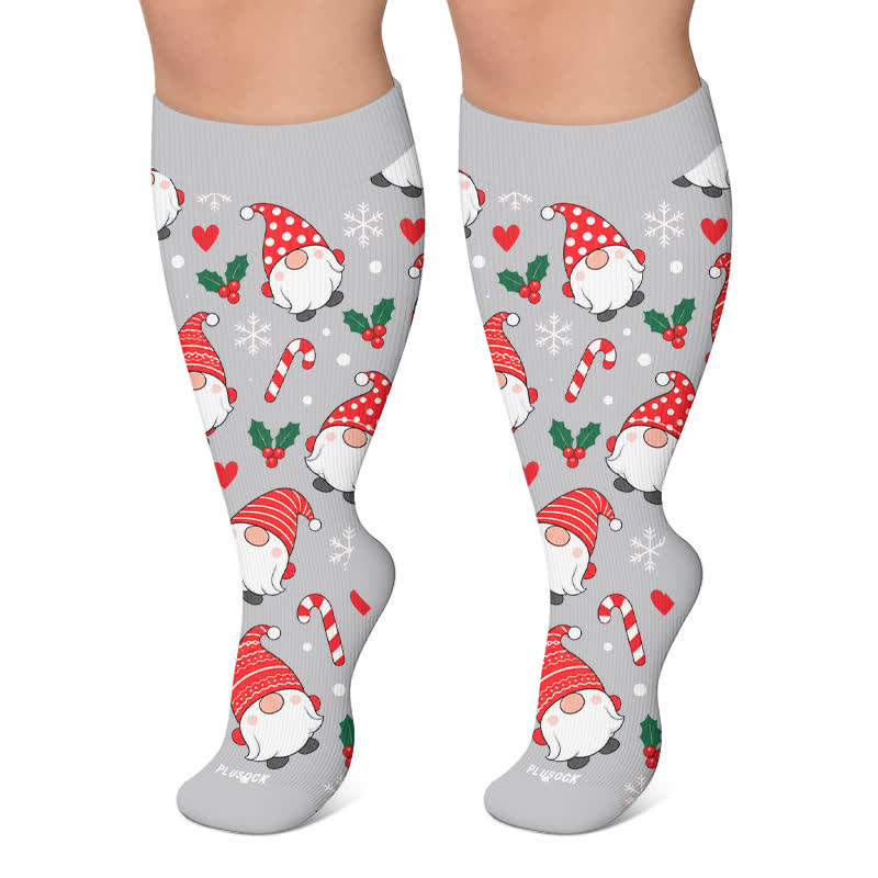 Weihnachtskompressionsstrümpfe mit Lebkuchenhund-Motiv in Übergröße - Grau - 4XL - image 6