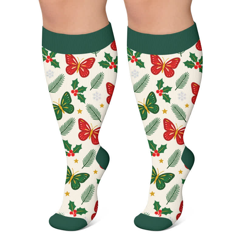 Weihnachtsschmetterlings-Kompressionssocken für Hunde in Übergröße - Grün - 4XL - image 6