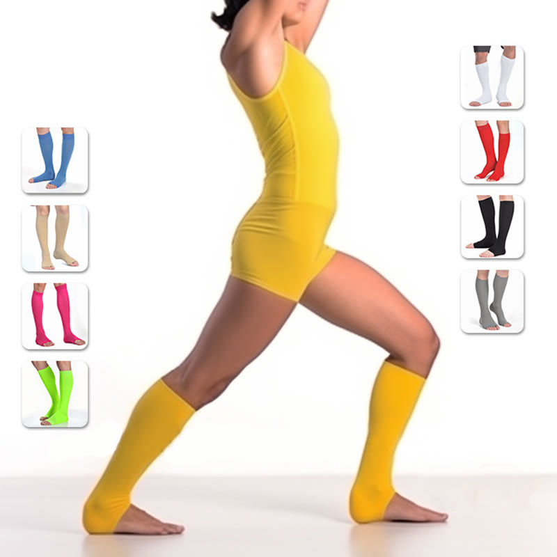 Mehrfarbige Kompressionsstrümpfe mit offener Zehenpartie in Übergröße - image 2