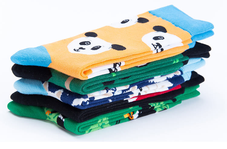 Süße Panda-Crew-Socken in Übergröße (5 Paar)