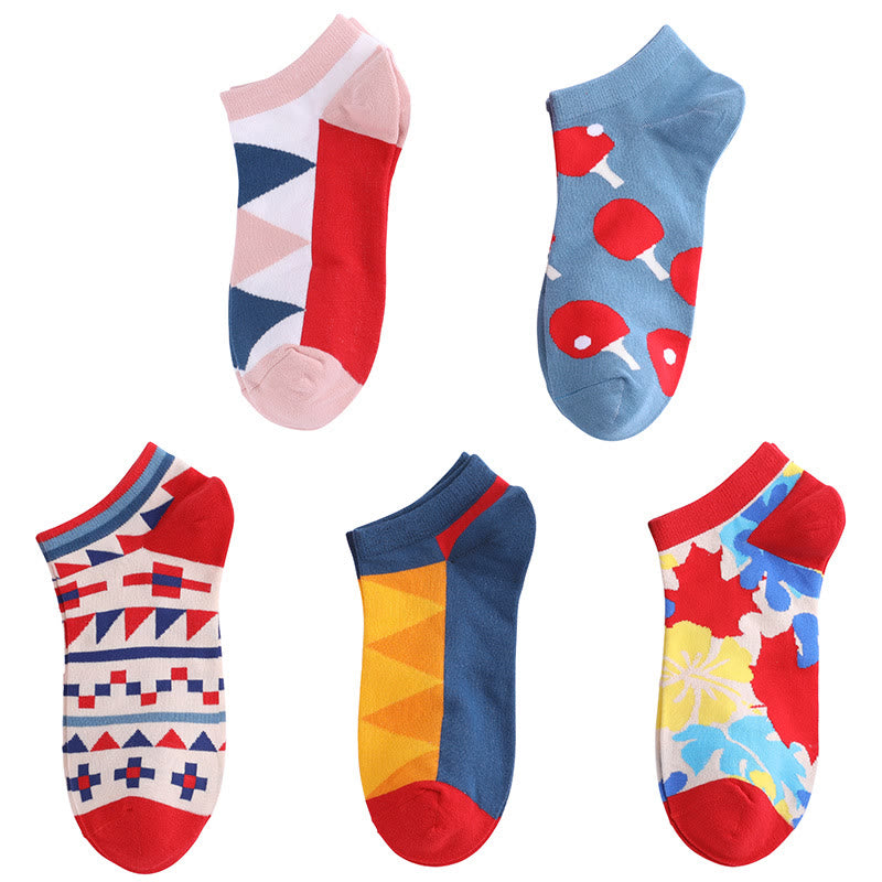 Knöchelsocken in Übergröße mit Farbkontrasten (5 Paar)