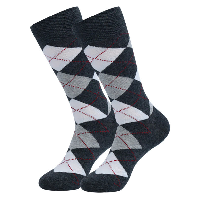 Crew-Socken mit Punkt-Rhombus-Muster in Übergröße (5 Paar)