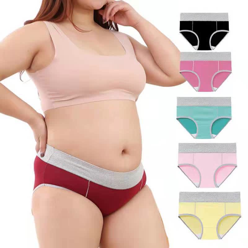 Antibakterielle Baumwoll-Slips mit hoher Taille in Übergröße (5 Paar)
