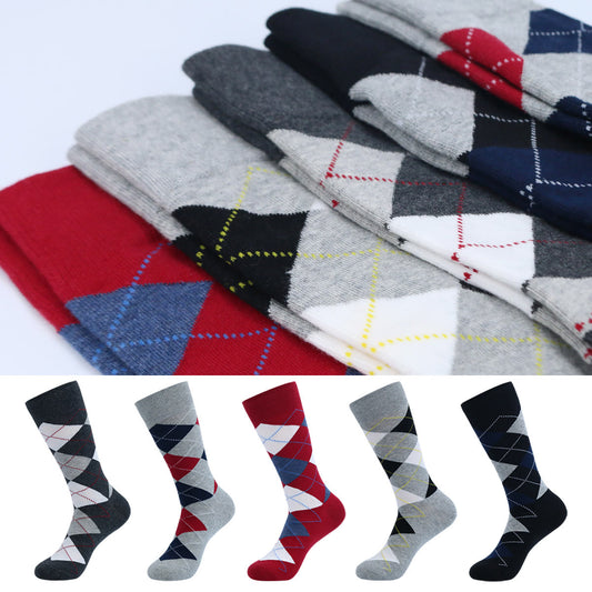 Crew-Socken mit Punkt-Rhombus-Muster in Übergröße (5 Paar)