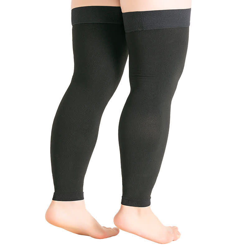 Zehenlose Kompressionsmanschette in Übergröße, hohe Oberschenkel - Schwarz - 4XL - image 3