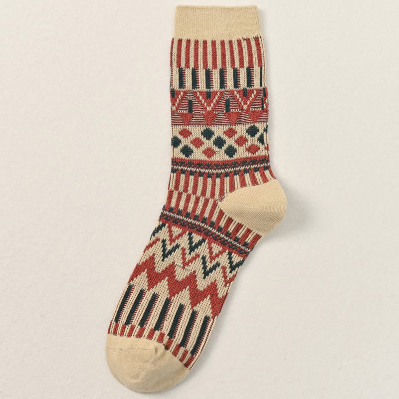 Crew-Socken mit Retro-Muster in Übergröße (2 Paar) - Khaki - EU39-46 (US6-12) - image 8