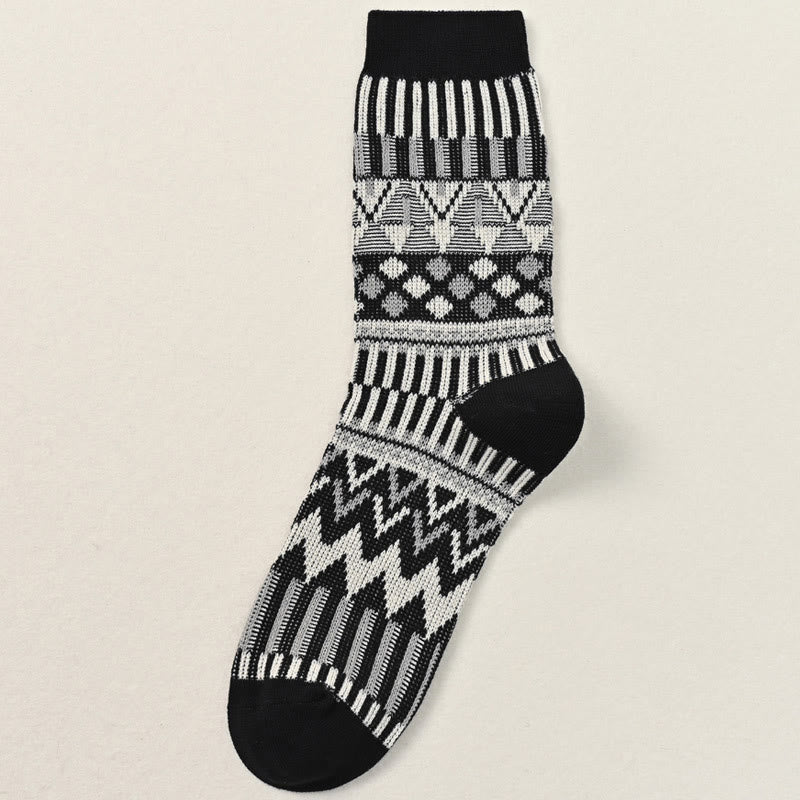 Crew-Socken mit Retro-Muster in Übergröße (2 Paar) - Schwarz - EU39-46 (US6-12) - image 9