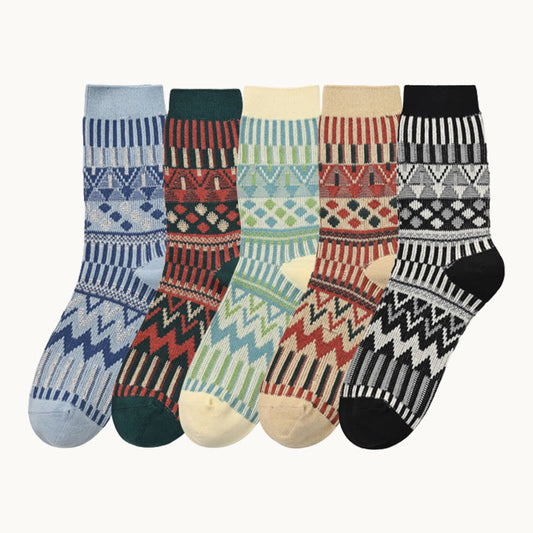 Crew-Socken mit Retro-Muster in Übergröße (2 Paar) - image 0