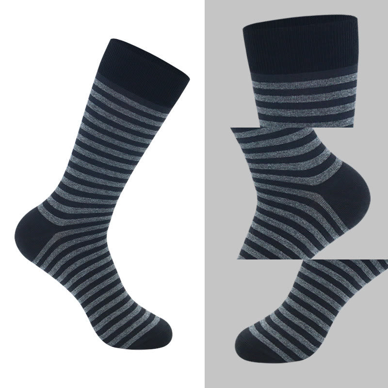 Grau gestreifte Crew-Socken in Übergröße (5 Paar)