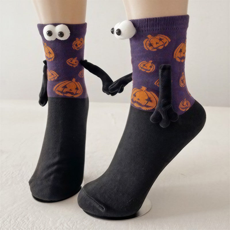 Halloween 3D-Augen Plüsch-Bündchensocken (3 Paar) - Lila - EU36-40 (US3-7) - image 5