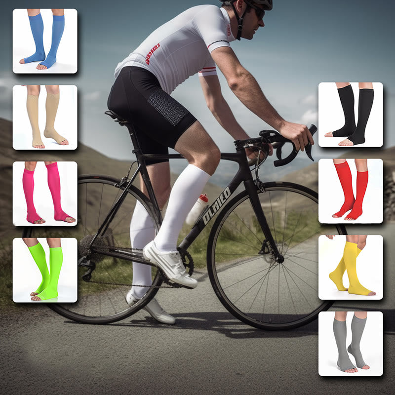 Mehrfarbige Kompressionsstrümpfe mit offener Zehenpartie in Übergröße - image 4