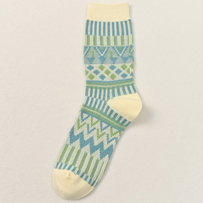 Crew-Socken mit Retro-Muster in Übergröße (2 Paar) - Beige - EU39-46 (US6-12) - image 6
