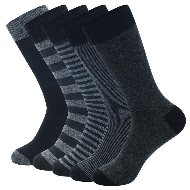Grau gestreifte Crew-Socken in Übergröße (5 Paar)