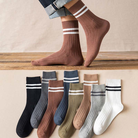 Weiche, gestreifte Viertelsocken für die Diät in Übergröße (6 Paar)