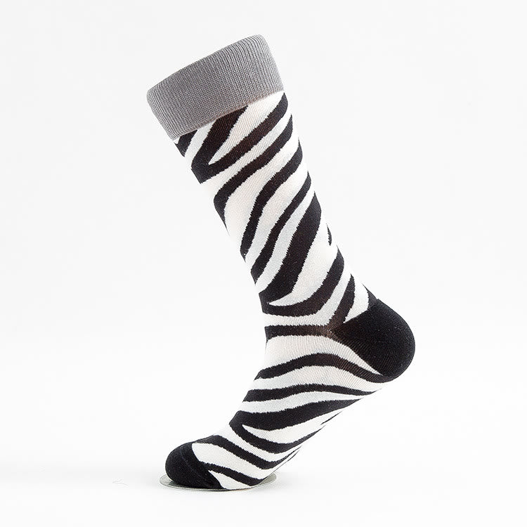 Crew-Socken mit Zebramuster in Übergröße (5 Paar)