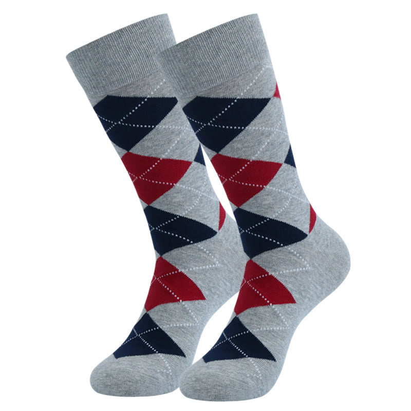 Crew-Socken mit Punkt-Rhombus-Muster in Übergröße (5 Paar)