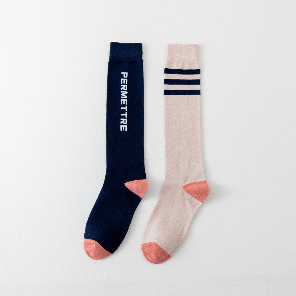 Kompressionsstrümpfe aus Baumwolle in Übergröße, gemischte Farben (3 Paar) - Unisex - Marineblau & Haut - image 20