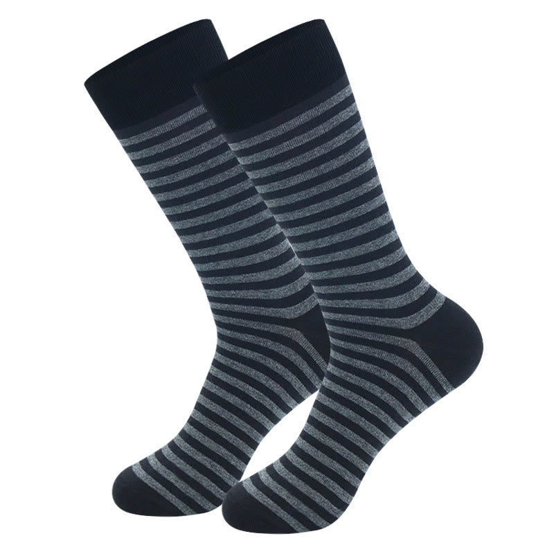 Grau gestreifte Crew-Socken in Übergröße (5 Paar)