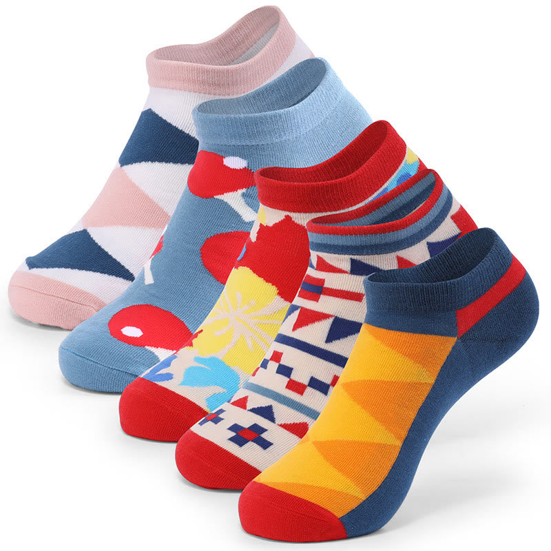 Knöchelsocken in Übergröße mit Farbkontrasten (5 Paar)