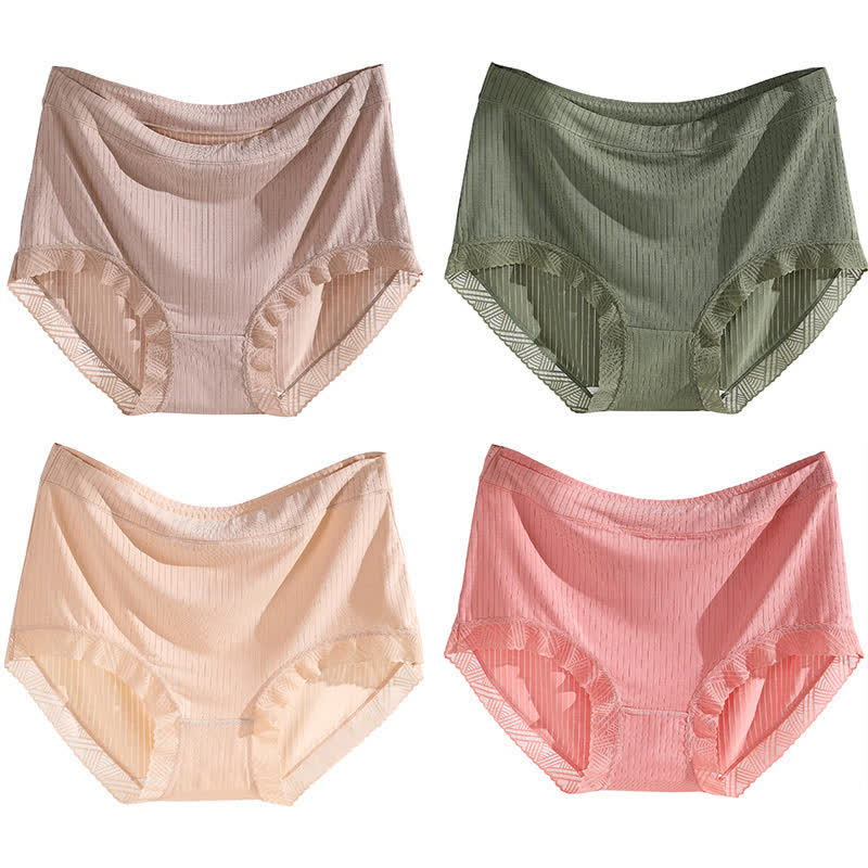 Nahtlose Slips mit hohem Bund (4 Paar) - Khaki+Grün+Aprikose+Rosa - 4XL - image 23