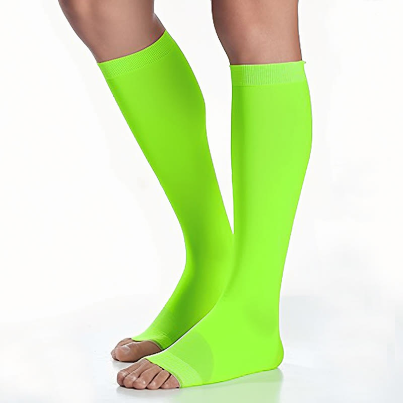 Mehrfarbige Kompressionsstrümpfe mit offener Zehenpartie in Übergröße - Grün - 4XL - image 11