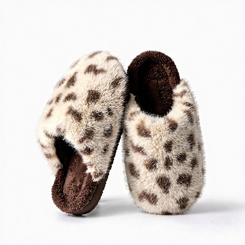 Kuschelig warme Hausschuhe mit Kuhmuster, gefüttert mit Plüsch, kuschelig warm - Khaki - EU44-45 (US9-10) - image 11