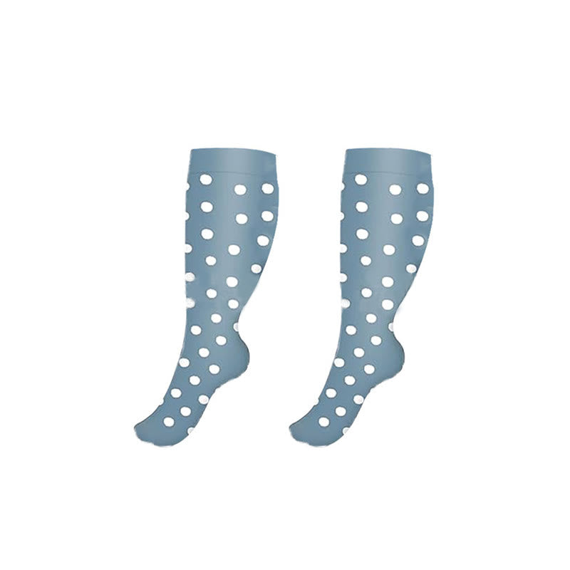 Kompressionsstrümpfe mit weißen Punkten in Übergröße (3 Paar) - Blau - 4XL - image 3