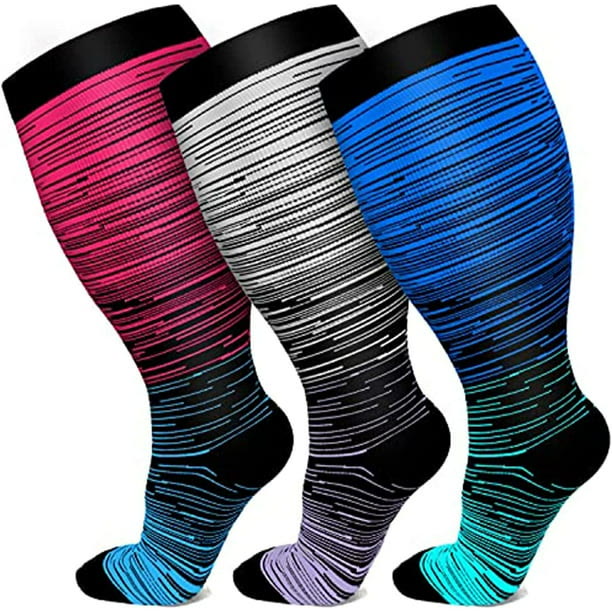 2XL-7XL Bunte Cool Lines Kompressionsstrümpfe in Übergröße