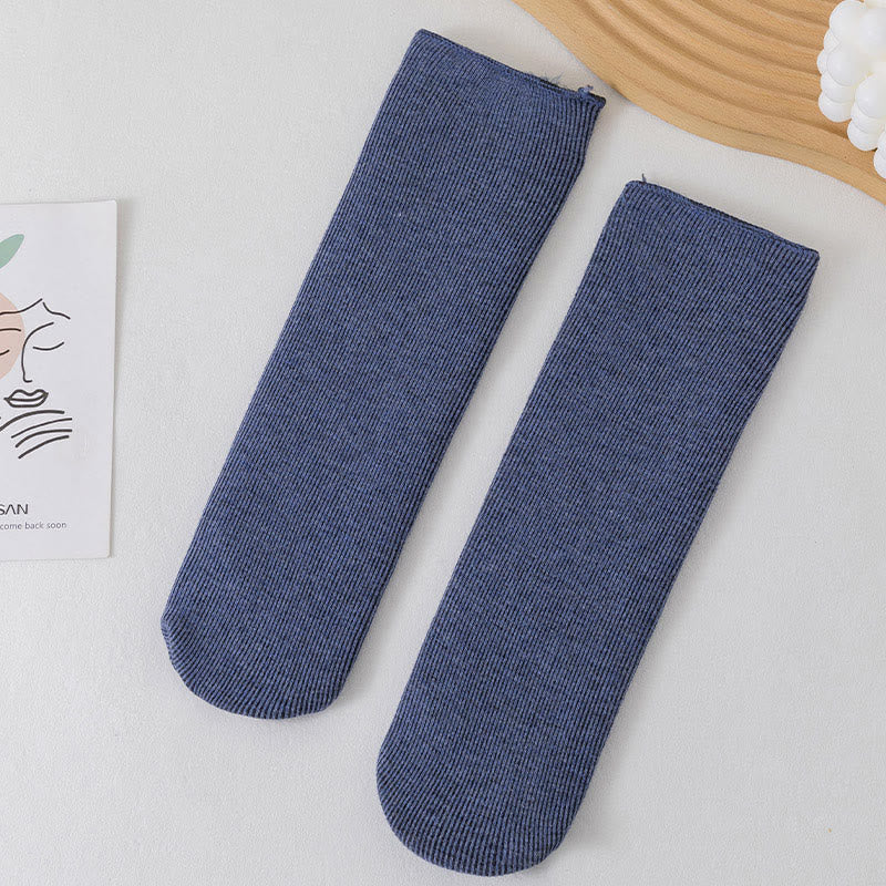 Plus Size einfarbige Fleece-Socken (6 Paar) - Blau - EU34-45 (US1-11) - image 15