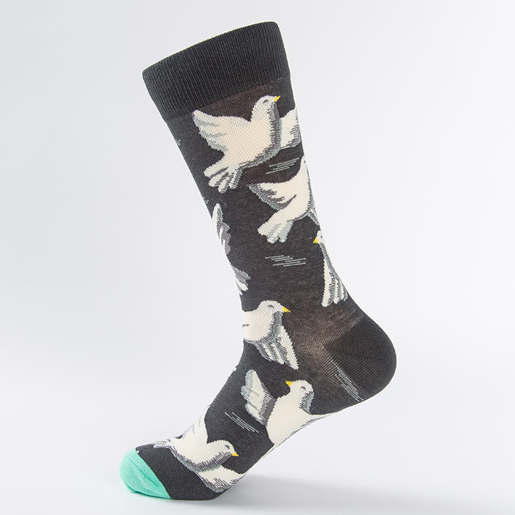 Crew-Socken mit Tulpen-Taubenmuster in Übergröße (6 Paar)
