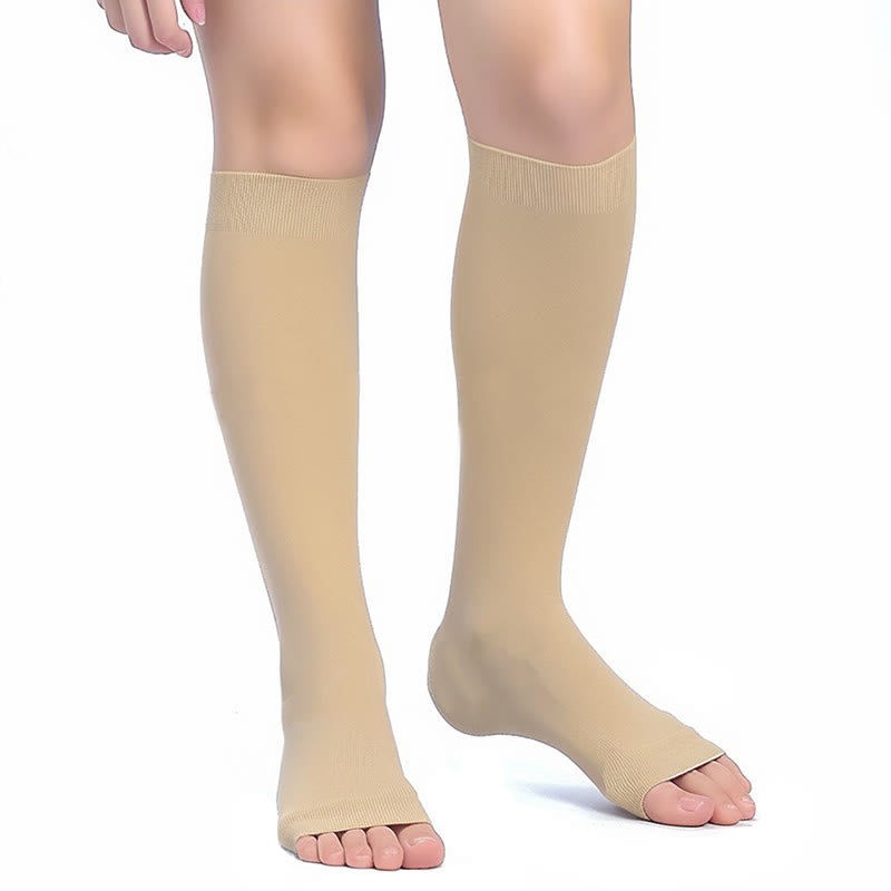 Mehrfarbige Kompressionsstrümpfe mit offener Zehenpartie in Übergröße - Nackt - 4XL - image 7