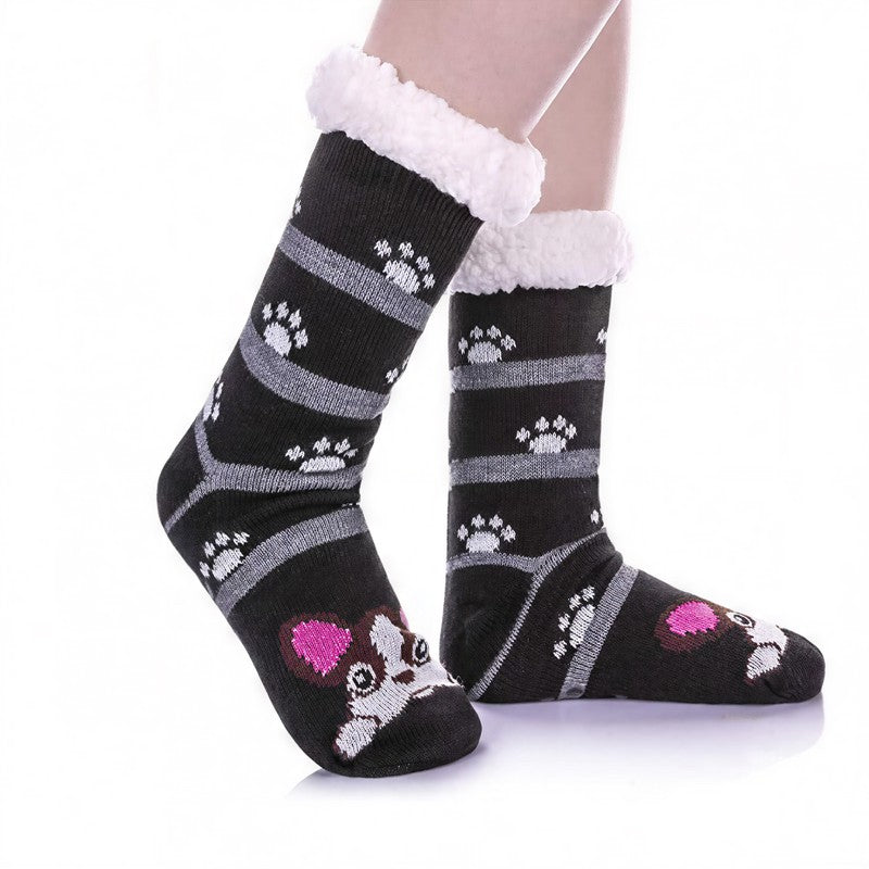 Kuschelige Haussocken mit Weihnachtsstreifen-Plüschfutter - Schwarz - EU35-42 (US2-8) - image 7