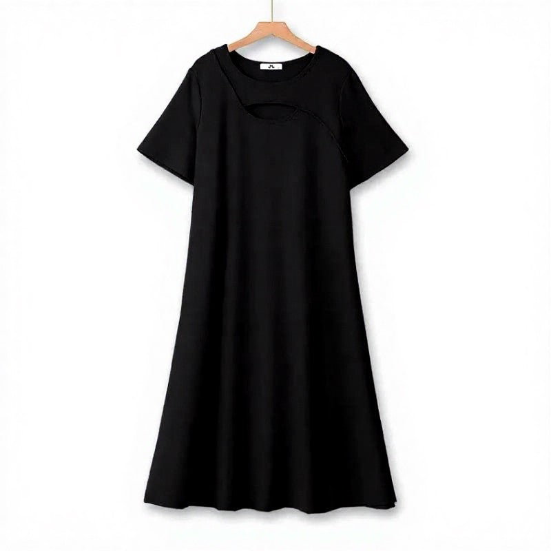 Lässiges Midikleid mit Schlüssellochausschnitt - Schwarz - 7XL - image 1