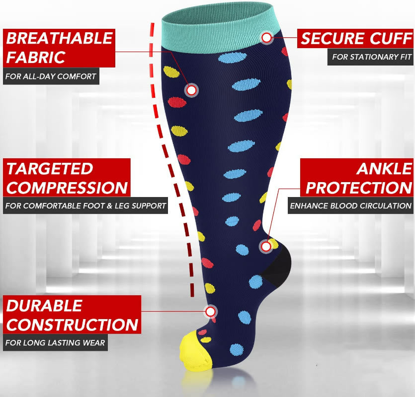 Plusock Kompressionsstrümpfe mit Punktmuster in Übergrößen 2XL-7XL (3 Paar) - image 2