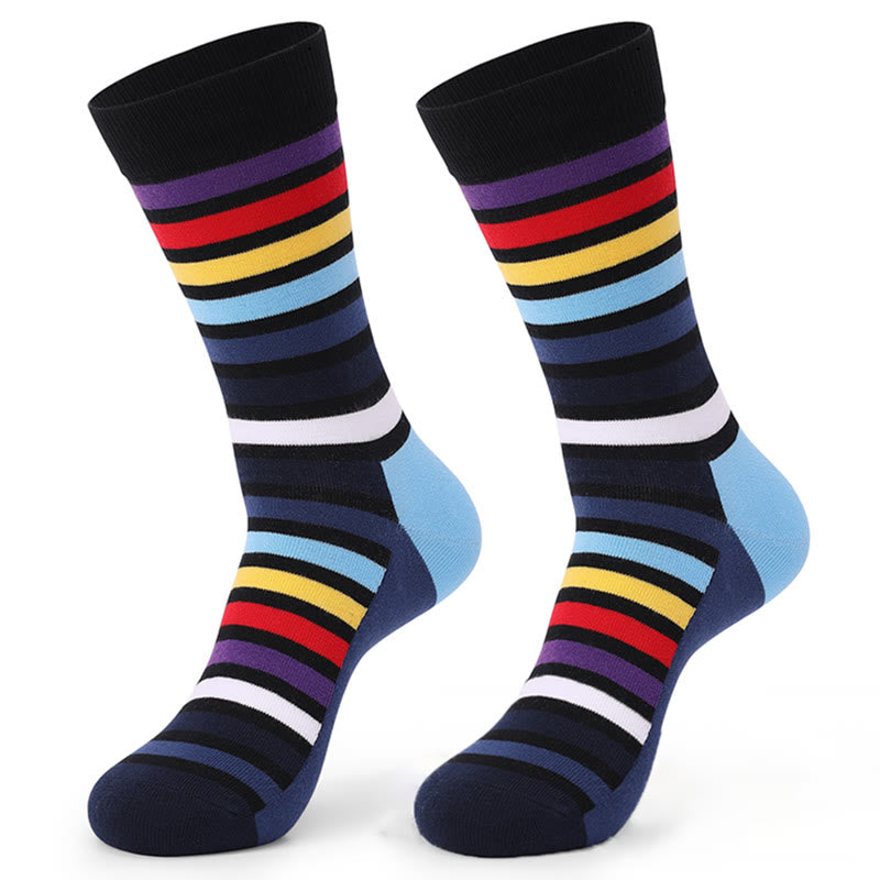 Bunt gestreifte Crew-Socken aus Baumwolle (5 Paar)