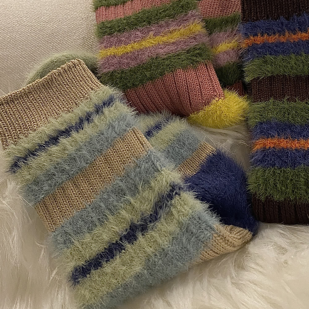 Farbblock-Socken mit Fellbesatz (6 Paar) - image 8