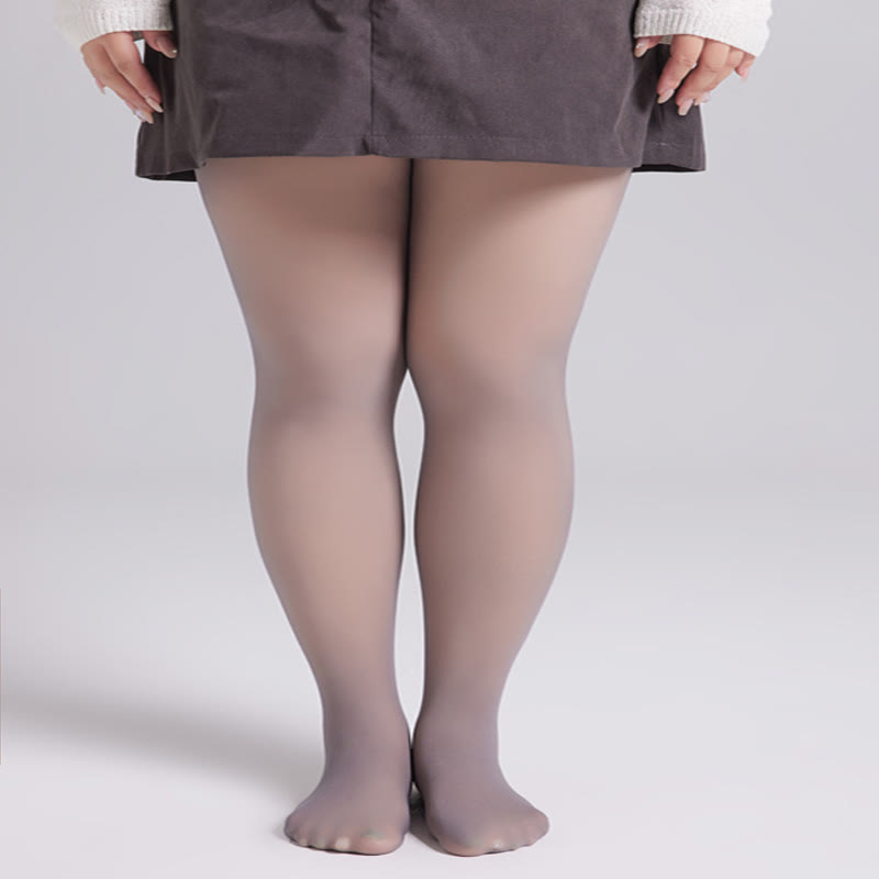 Dicke Strumpfhosen mit hoher Taille in Übergröße - 330 g (plus Samt) - Grau - Fuß - image 2