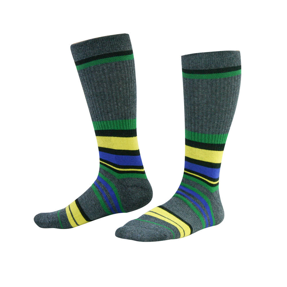 Dunkelgrüne gestreifte, kniehohe, gepolsterte Socken - image 3