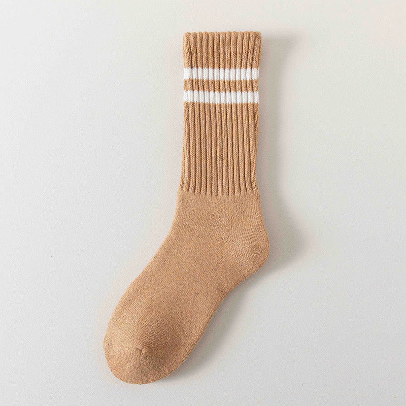 Gestreifte warme Wollsocken in Übergröße (5 Paar) - Khaki - EU36-44 (US3-10) - image 13