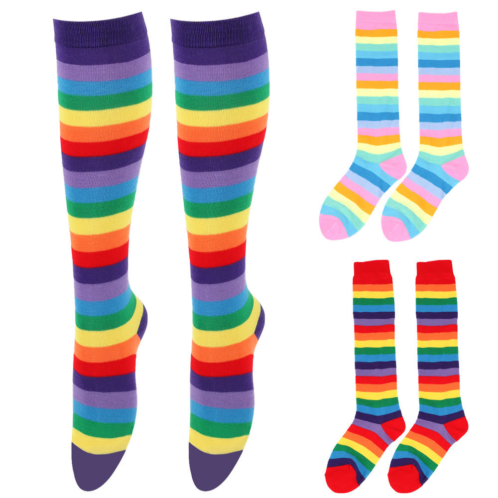 Kniestrümpfe mit Regenbogenstreifen (3 Paar) - image 5