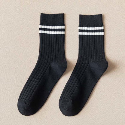 Gestreifte, weiche Diabetiker-Viertelsocken (6 Paar) - 43-48 - Schwarz - image 8