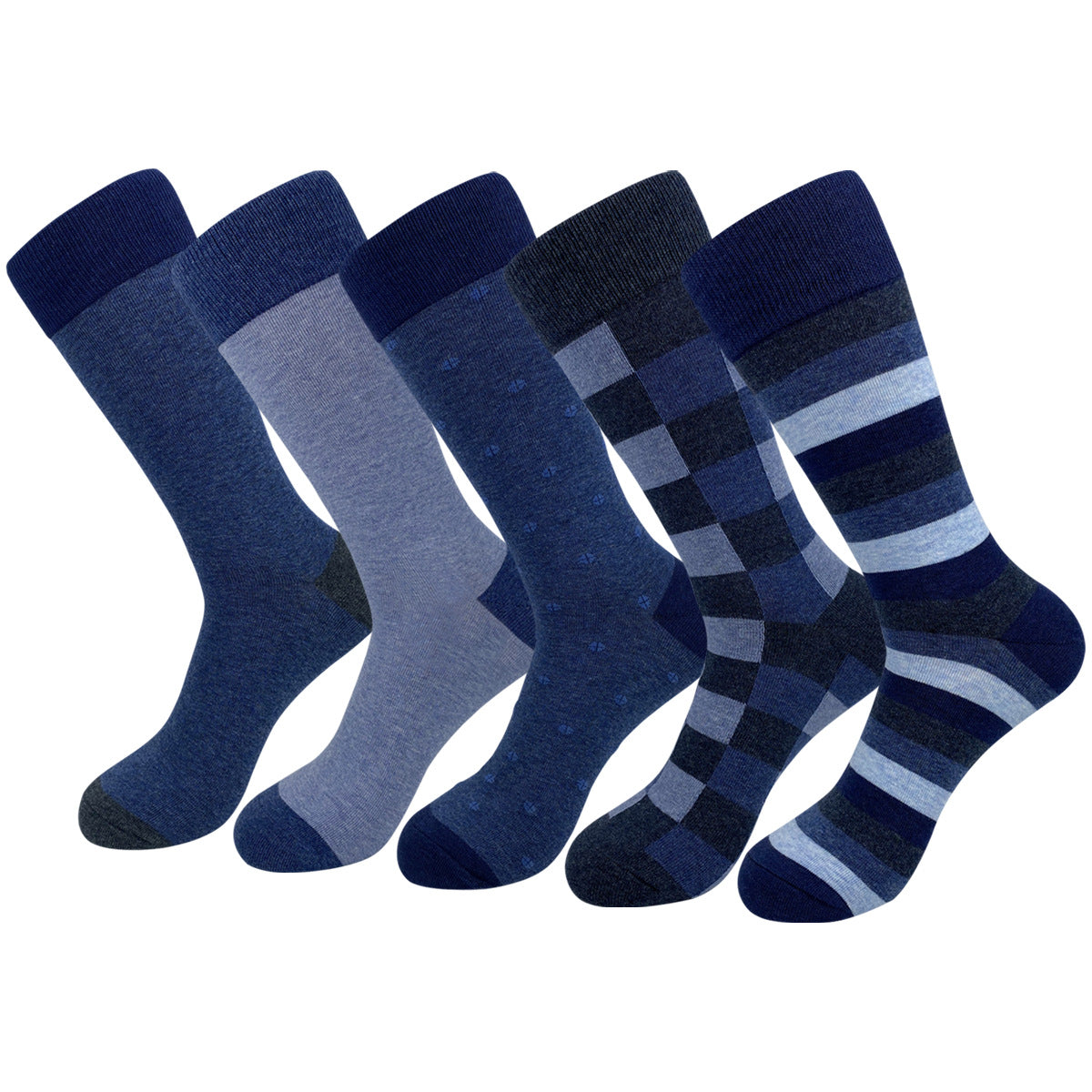 Dunkelblaue Crew-Socken in Übergröße (5 Paar)
