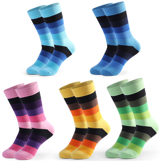 Lustige, bunt genähte Crew-Socken (5 Paar)