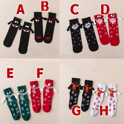 Weihnachts-Viertel-Socken mit Händchenhalten in Übergröße (4 Paar)