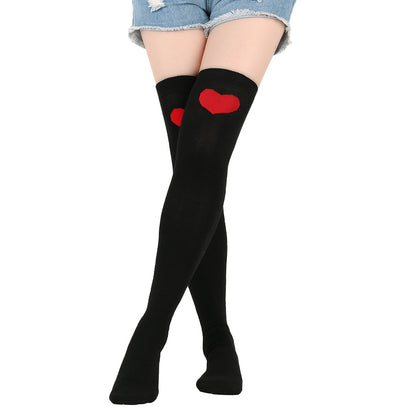 Rote Lippen Party-Oberschenkelhohe Socken (5 Paar)