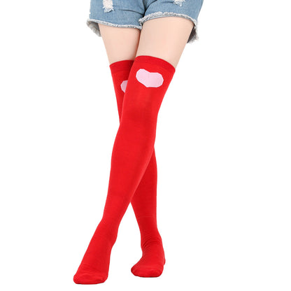 Rote Lippen Party-Oberschenkelhohe Socken (5 Paar)