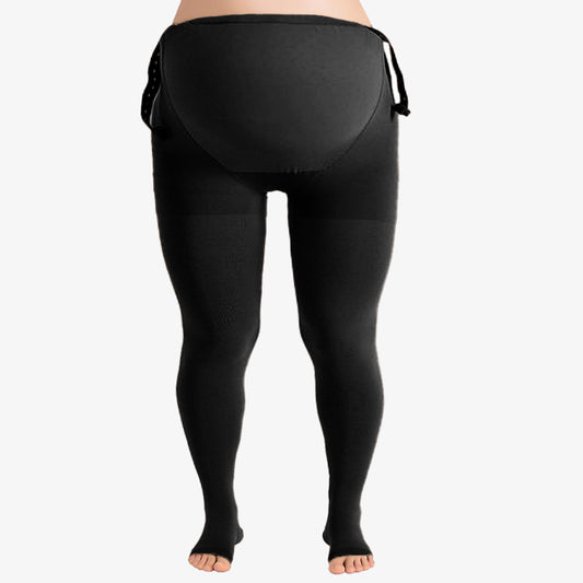 Medizinische Kompressionsstrumpfhose ohne Fuß für die Schwangerschaft in Übergröße (15–20 mmHg) - Schwarz - 4XL - image 1