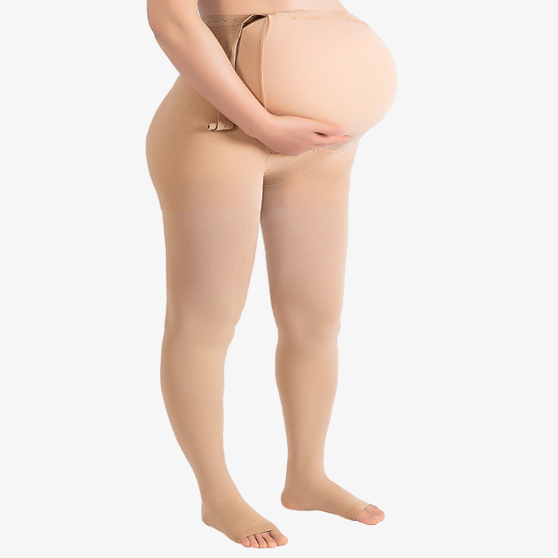 Medizinische Kompressionsstrumpfhose ohne Fuß für die Schwangerschaft in Übergröße (15–20 mmHg) - Nackt - 4XL - image 7